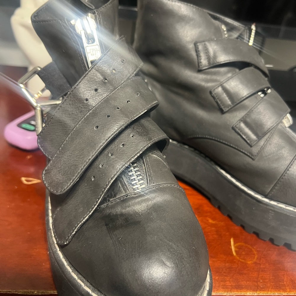 Current Mood Black Ankle Boots with Silver Accents